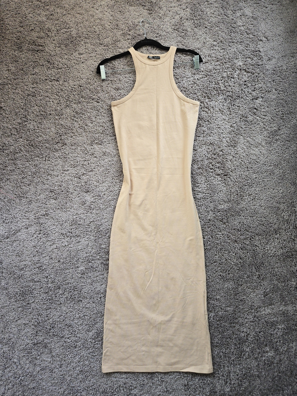 Zara Tan Ribbed Tank Maxi Dress